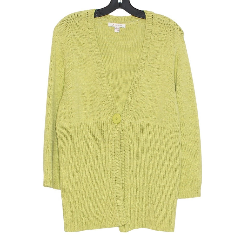 JM Collection Cardigan Sweater Chunky Cozy Minimalist Cottage Boho Green Size XL